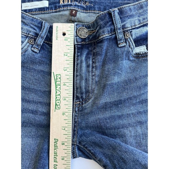 Kut From The Kloth Womens Jeans Size 2 Blue Carlo Ankle Skinny Raw Hem Mid Rise - Picture 14 of 16